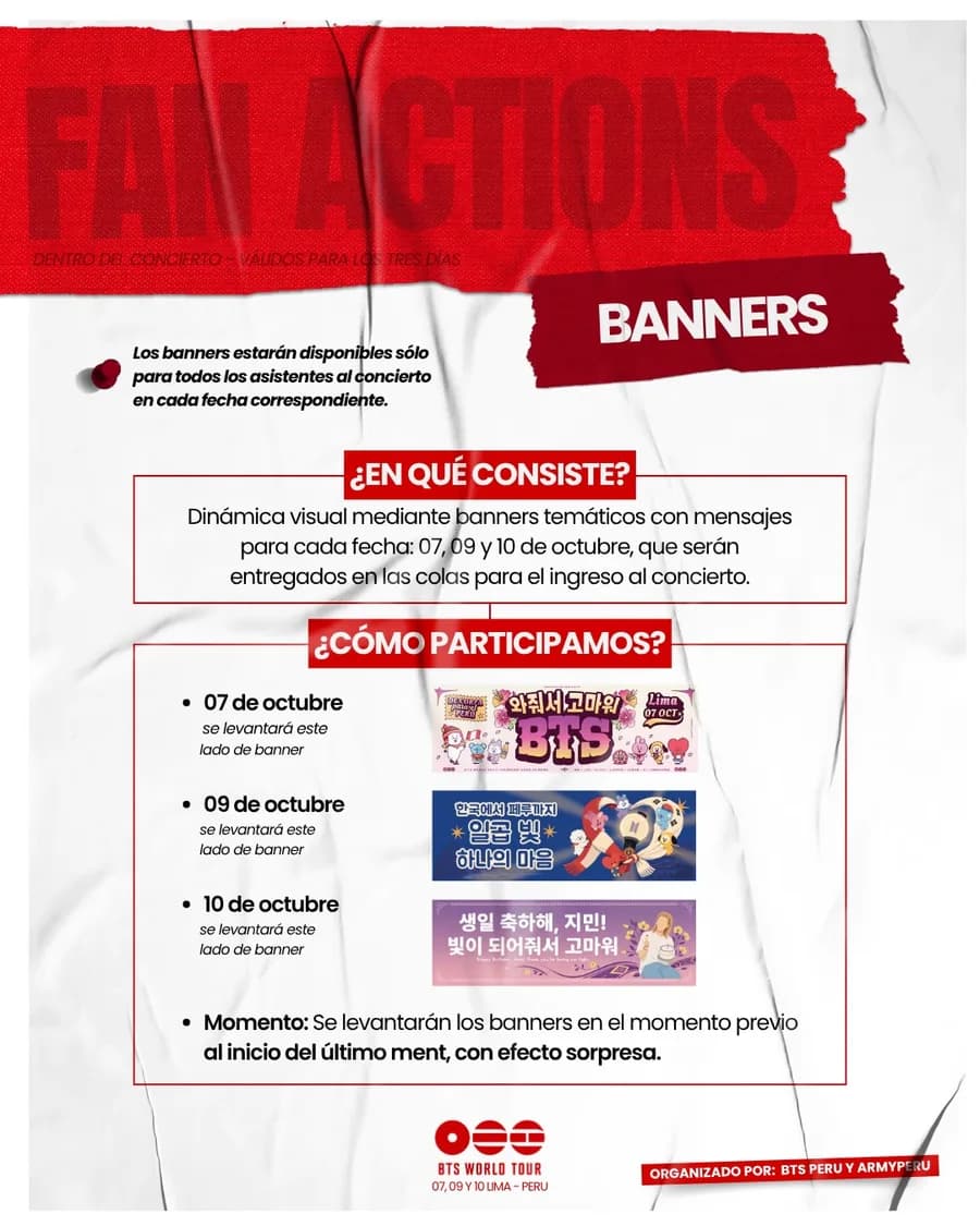 Lámina oficial de BANNERS con el diseño del banner de cada fecha: 7, 9 y 10 de octubre.