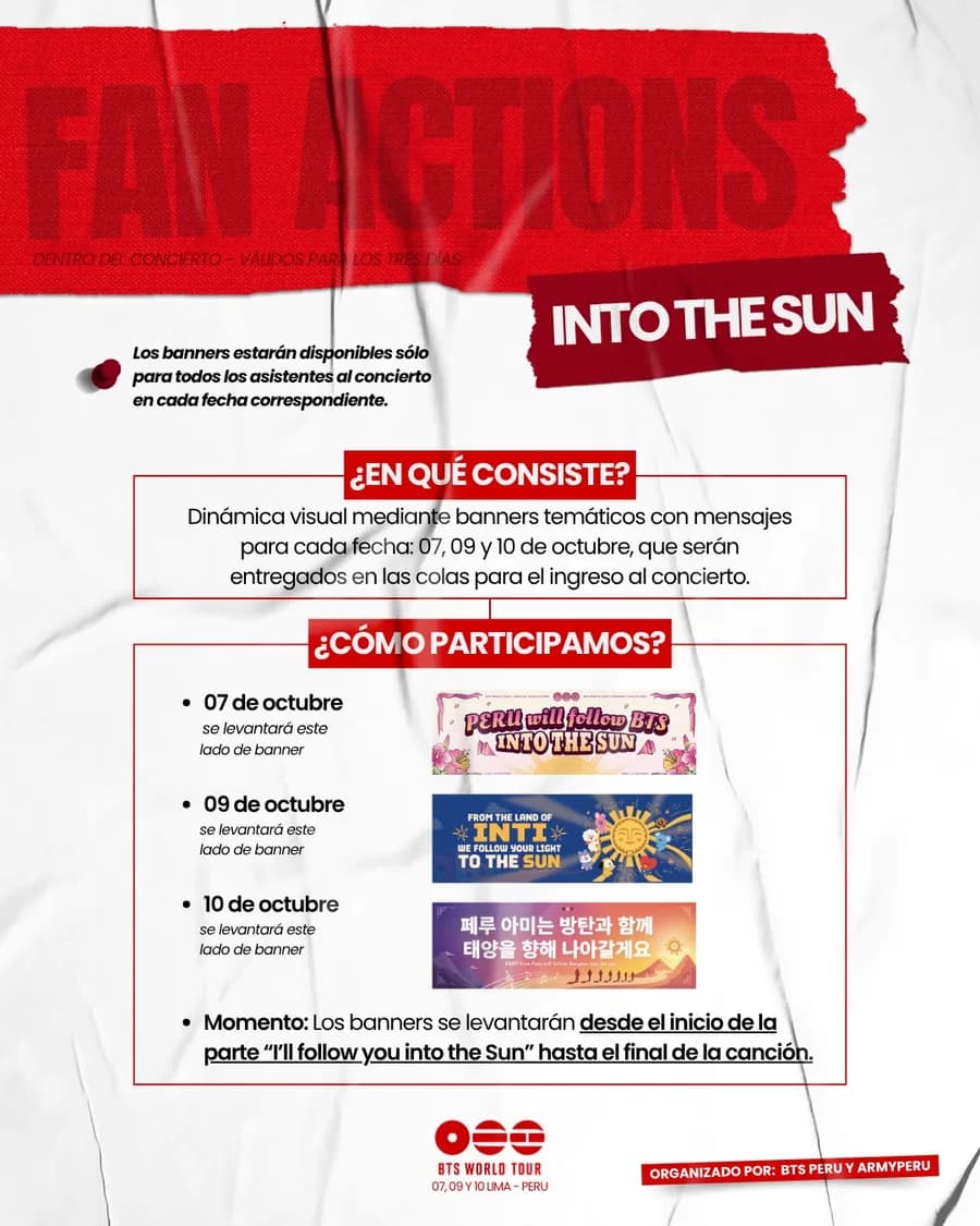 Lámina oficial de INTO THE SUN con los banners temáticos de cada fecha.